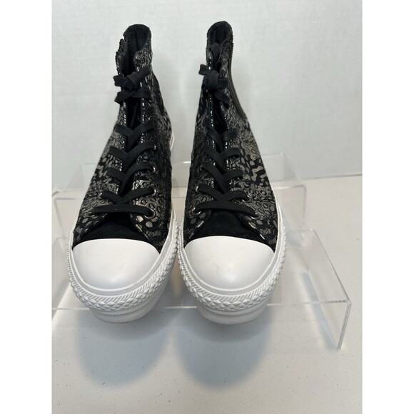 Converse Chuck Taylor All Star Black Metallic Leather Platform Chelsea Hi Top 8 - Picture 3 of 10